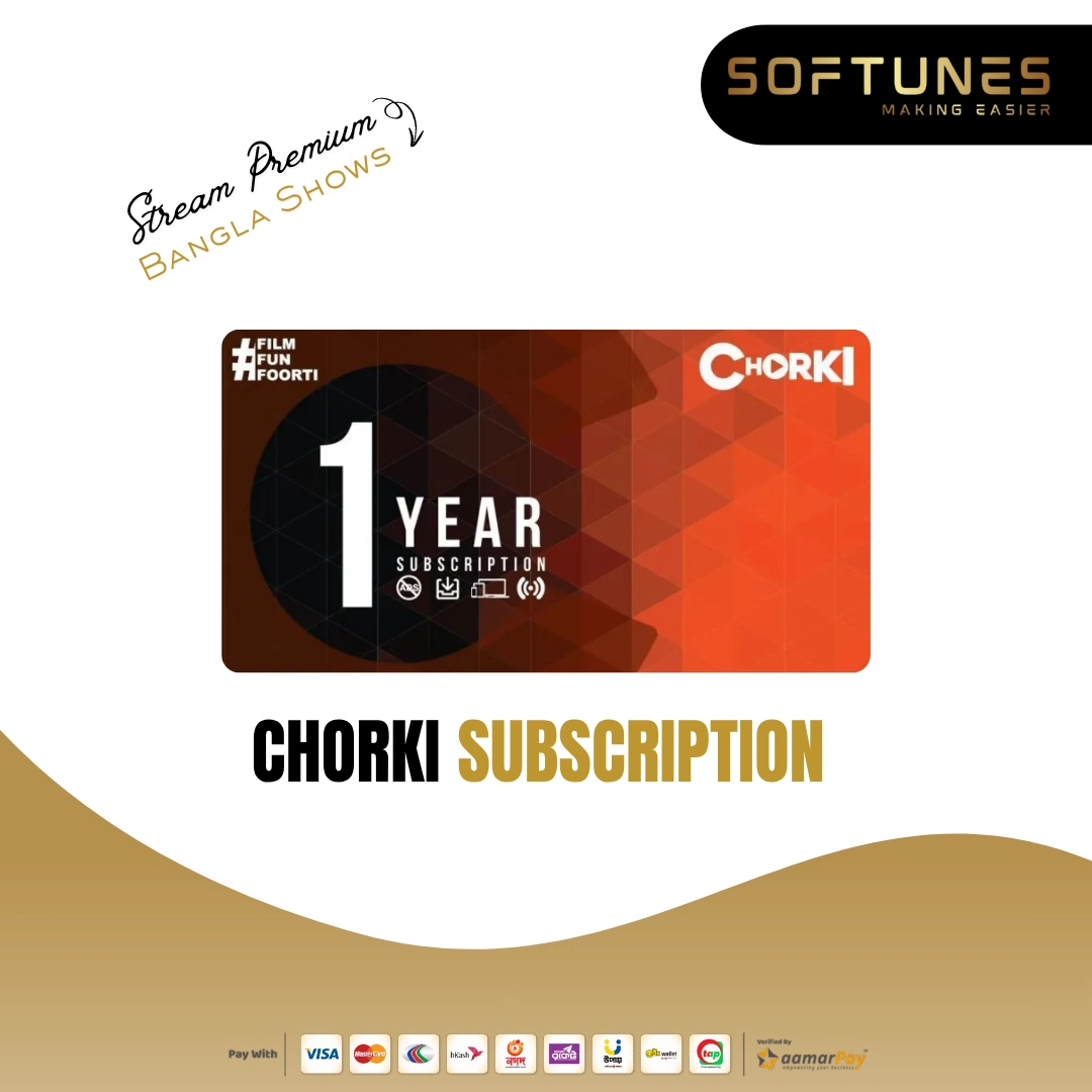 Chorki subscription for Bangladesh viewers offering premium Bangla movies, web series, and OTT entertainment through Softunes