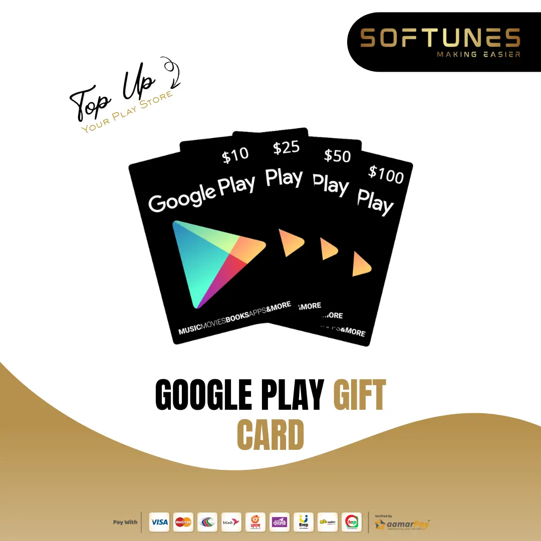 Google Play gift card digital code for instant Play Store balance top-up in Bangladesh.