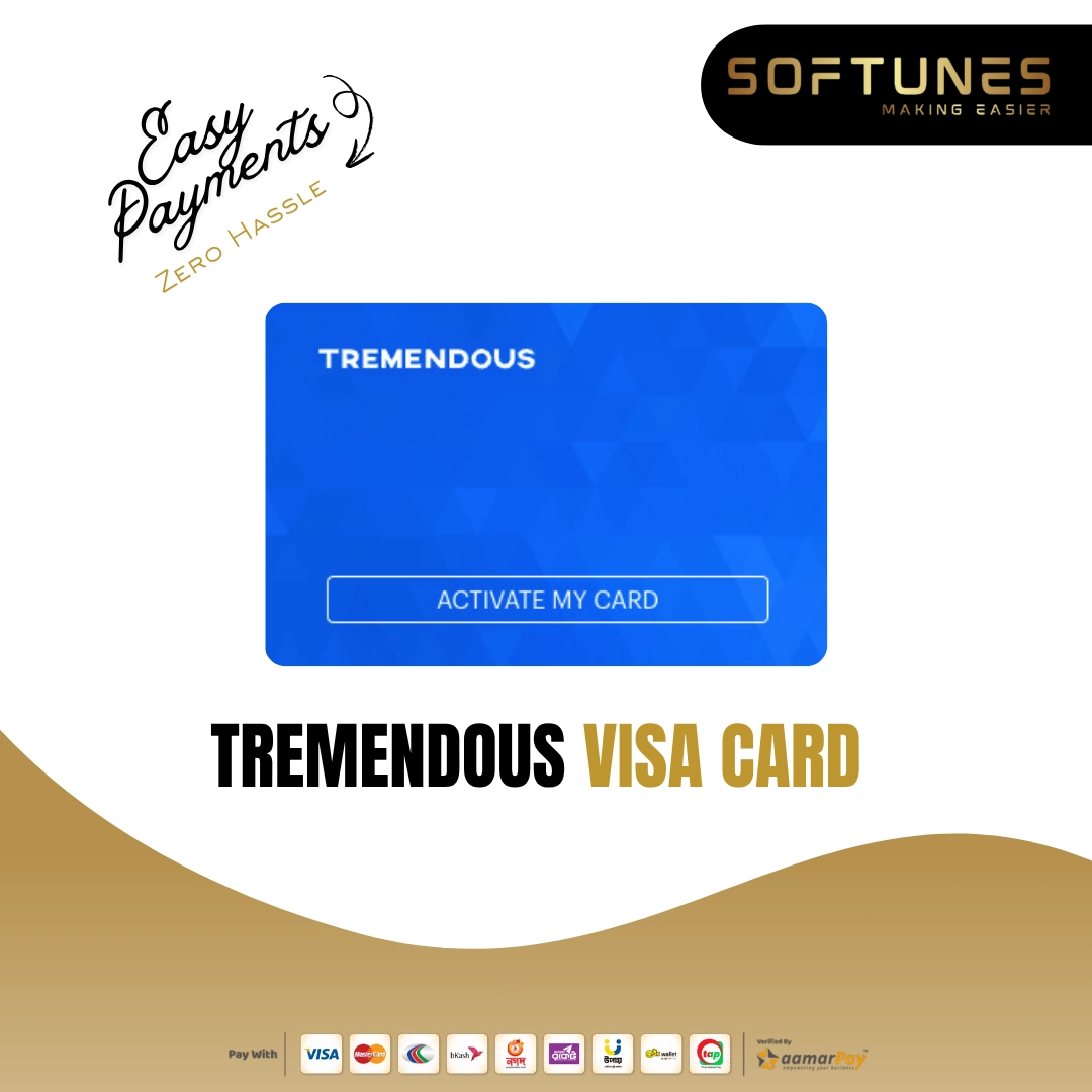 Tremendous Visa Card for instant online payments and international purchases in Bangladesh.